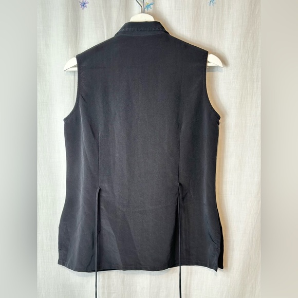 Kathy Lee Collection - Womens Sleeveless Button-Down TOP Sz S Tunic TIES - BLACK - Picture 7 of 11